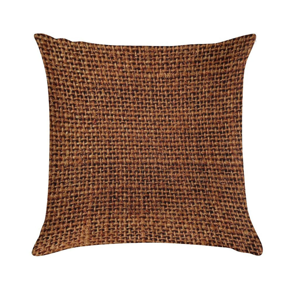 Golden Brown Jute Burlap Sack Soft Shrink-Resistant Throw Pillow