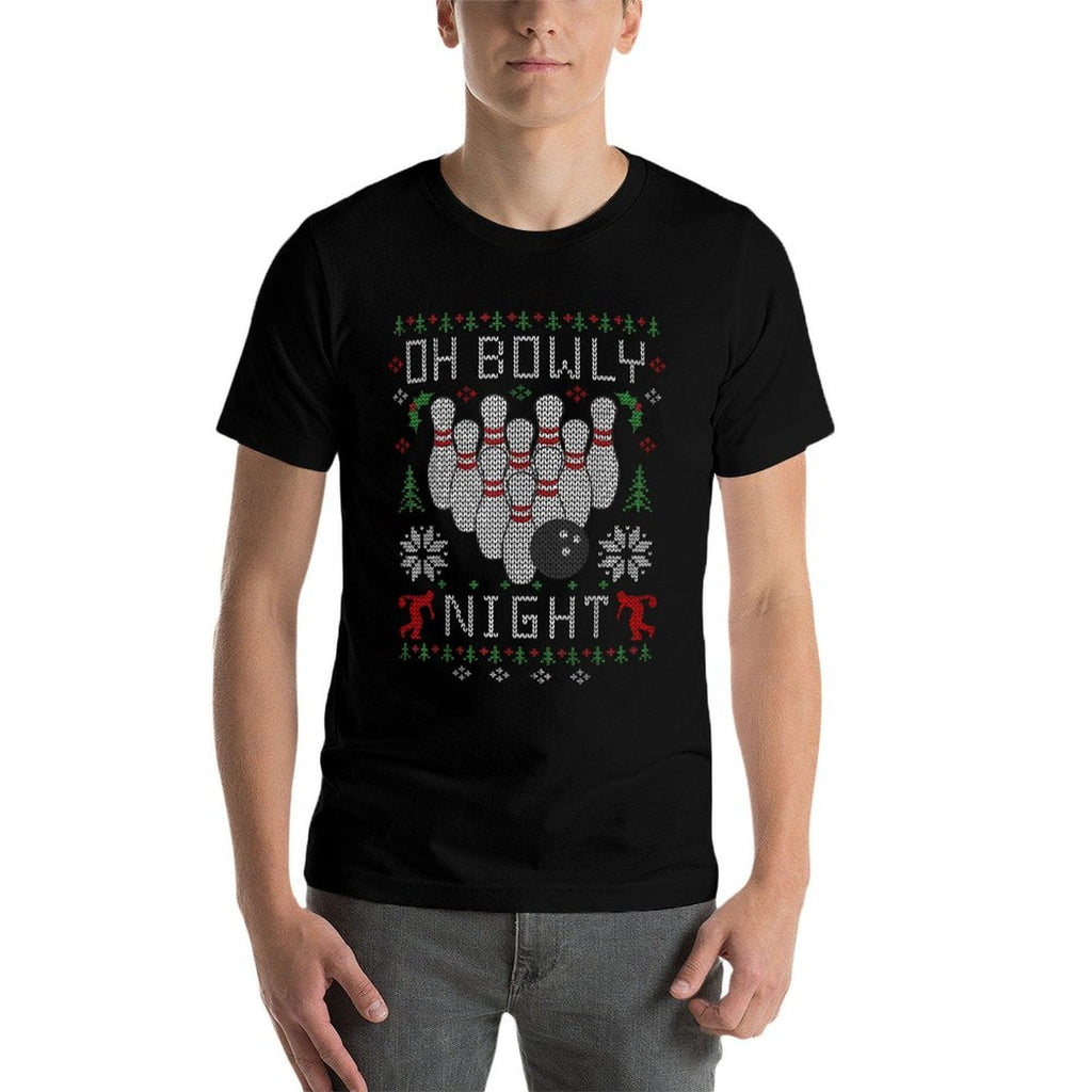 Oh Bowly Night Bowling Ugly Christmas Sweater Partys  Soft T-Shirt