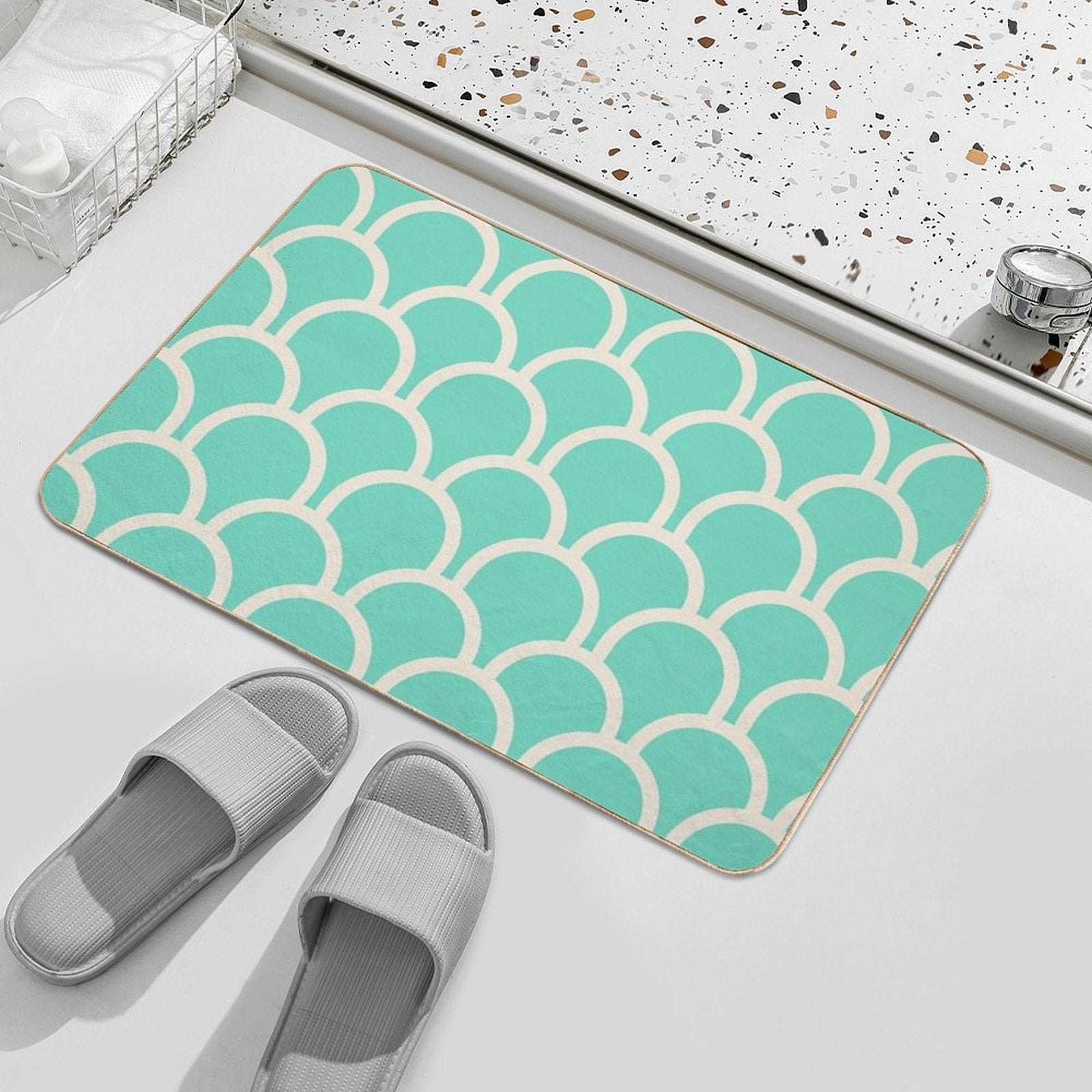 Scallop Green Durable Bath Mat