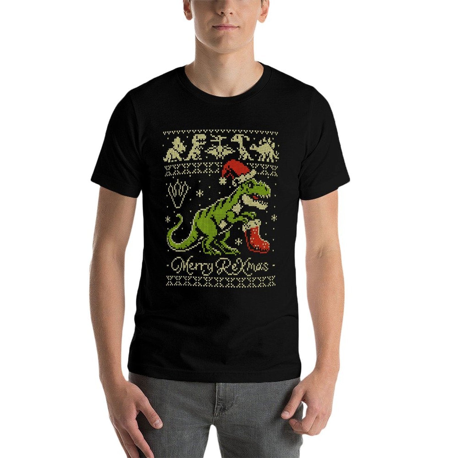 Dinosaur Ugly Christmas Sweater - Funny Christmas  Versatile T-Shirt