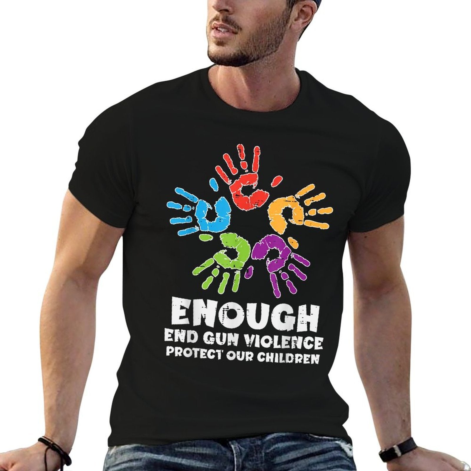 Enough End Gun Violence Protect Orange Mom Dad Parents  Summer-ready Fabric T-Shirt