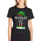 The Pregnant Elf Christmas Family Matching Xmas Mommy To Be  Trendy Pattern T-Shirt
