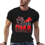 Cheer Oma Cheer Leader Gift Biggest Fan Black Red Pom Pom  Wrinkle-resistant T-Shirt