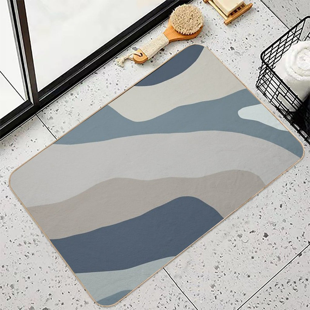 Organic Forms Modern Abstract Pattern in Neutral Blue Gray Tones  Odorless Bath Mat