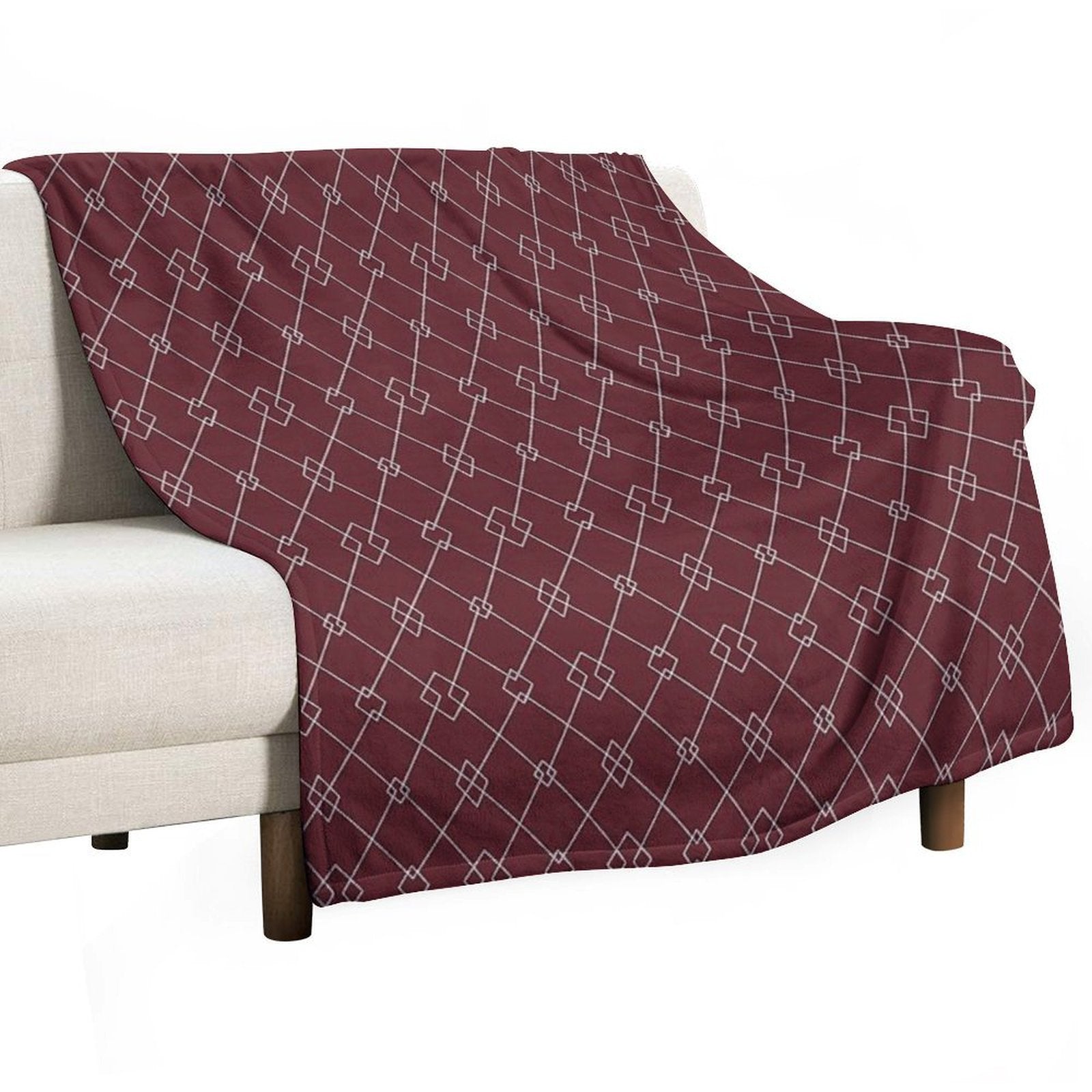 Geometric Pattern Zig Zag Burgundy 2 Versatility Throw Blanket