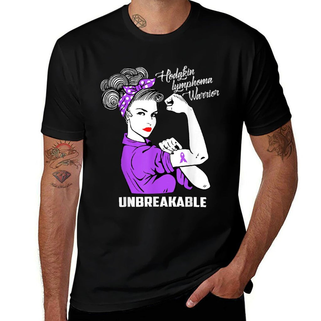 Hodgkin Lymphoma Warrior Unbreakable Awareness Gift  Wrinkle-resistant T-Shirt