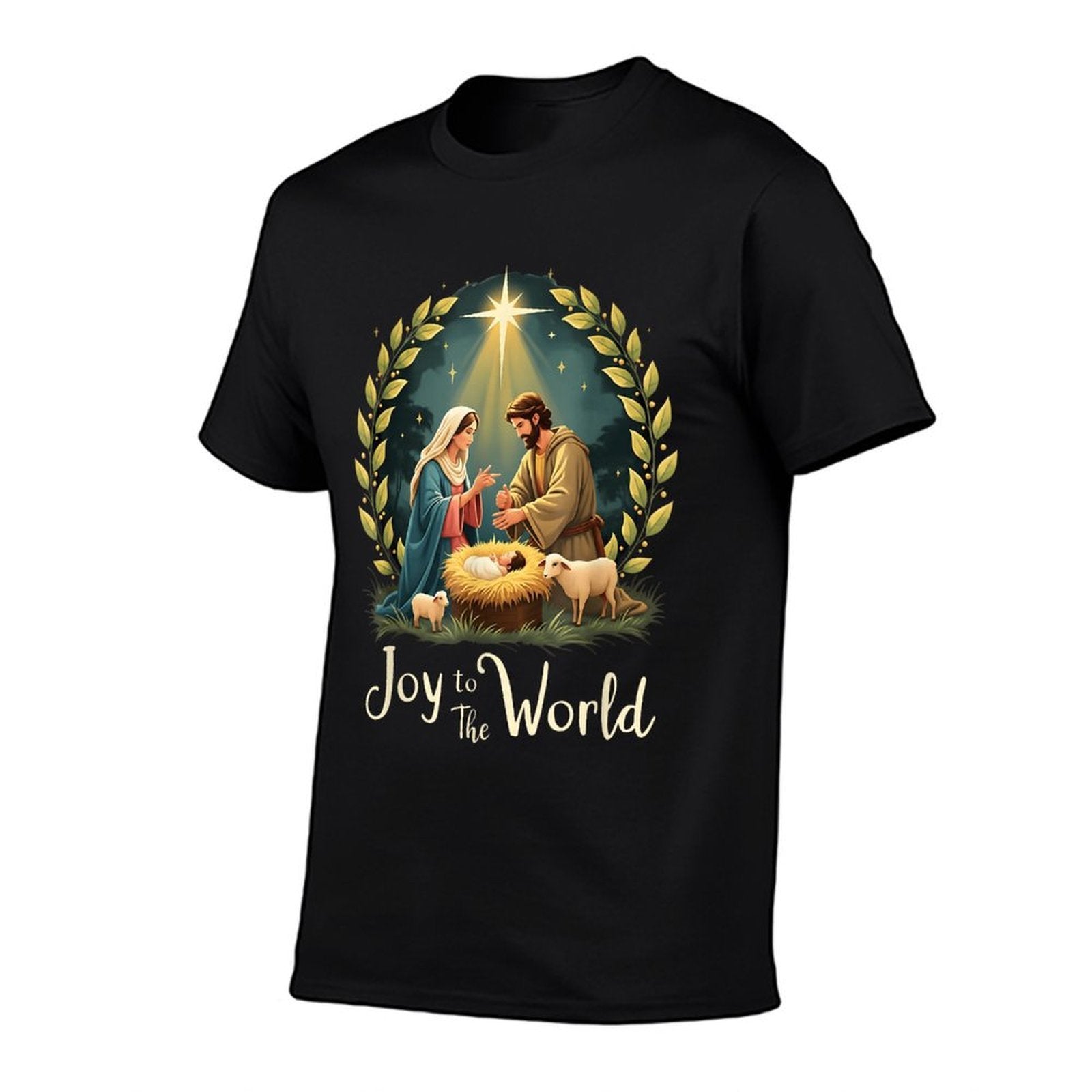 Christmas Nativity Christian Birth of Jesus Joy to The World  Fade-proof Color T-Shirt