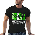 Support Squad Sunflower Hair Mental Health Awareness  Stretchy T-Shirt