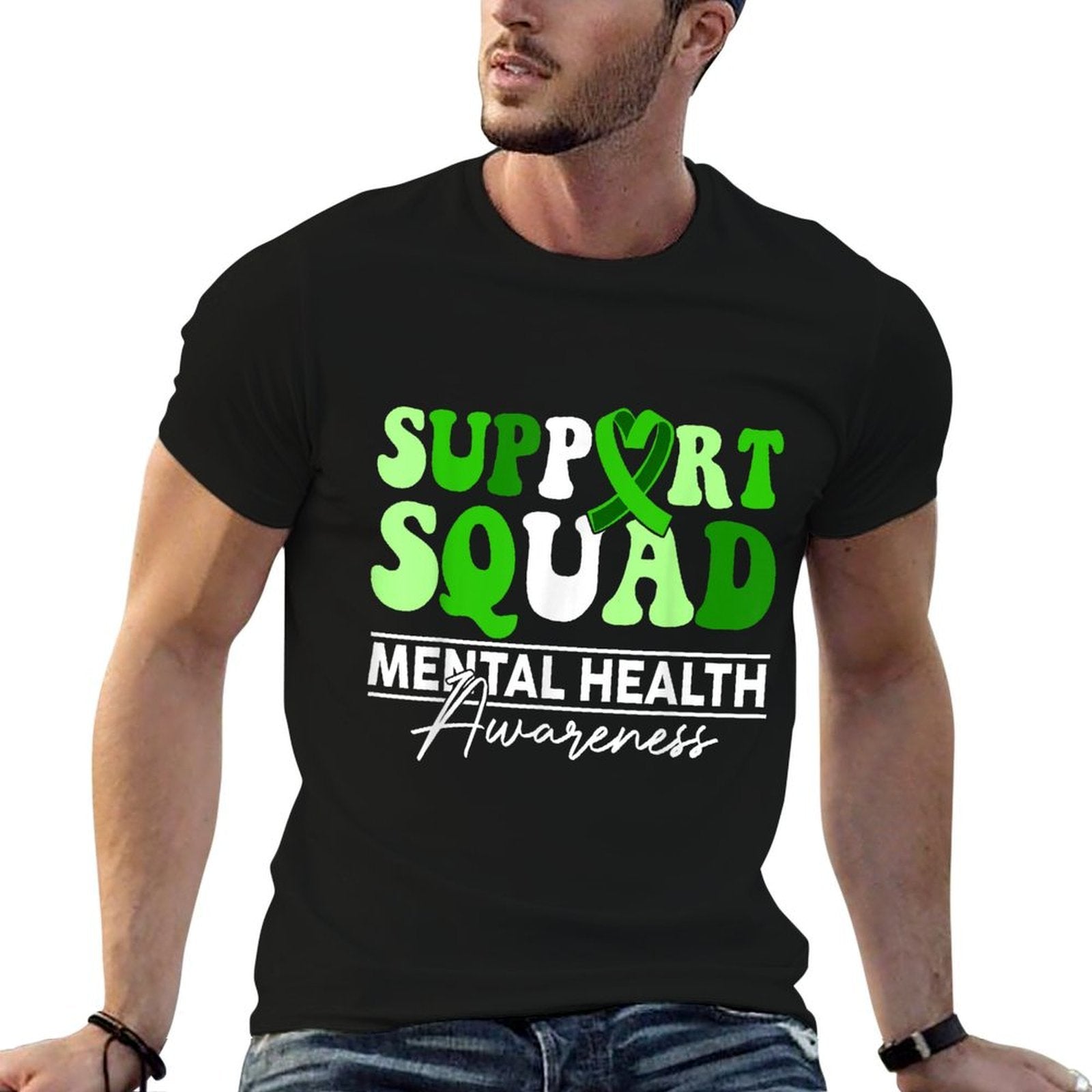 Support Squad Sunflower Hair Mental Health Awareness  Stretchy T-Shirt
