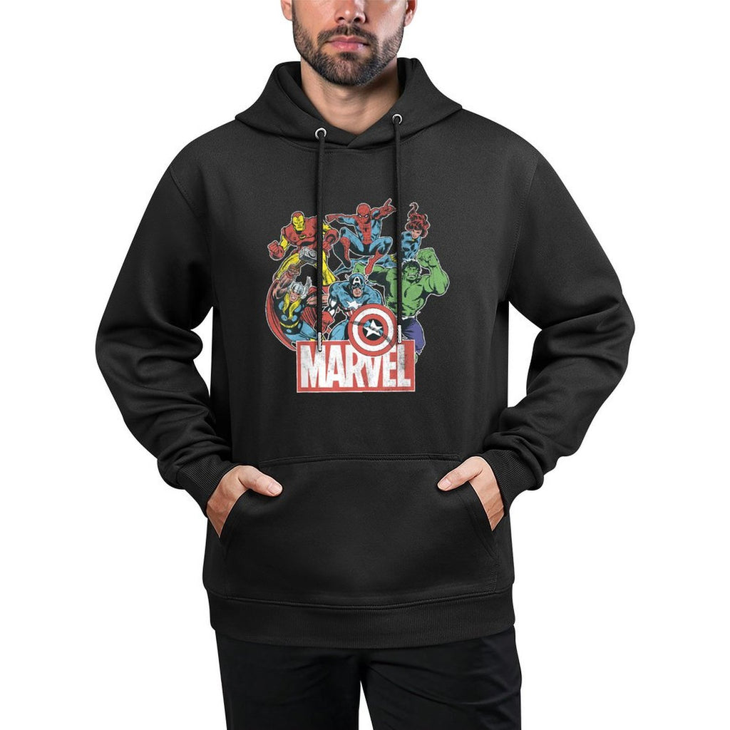 Marvel Avengers Team Retro Comic Vintage Graphic Relaxed Fit Hoodie
