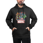 Marvel Avengers Team Retro Comic Vintage Graphic Relaxed Fit Hoodie
