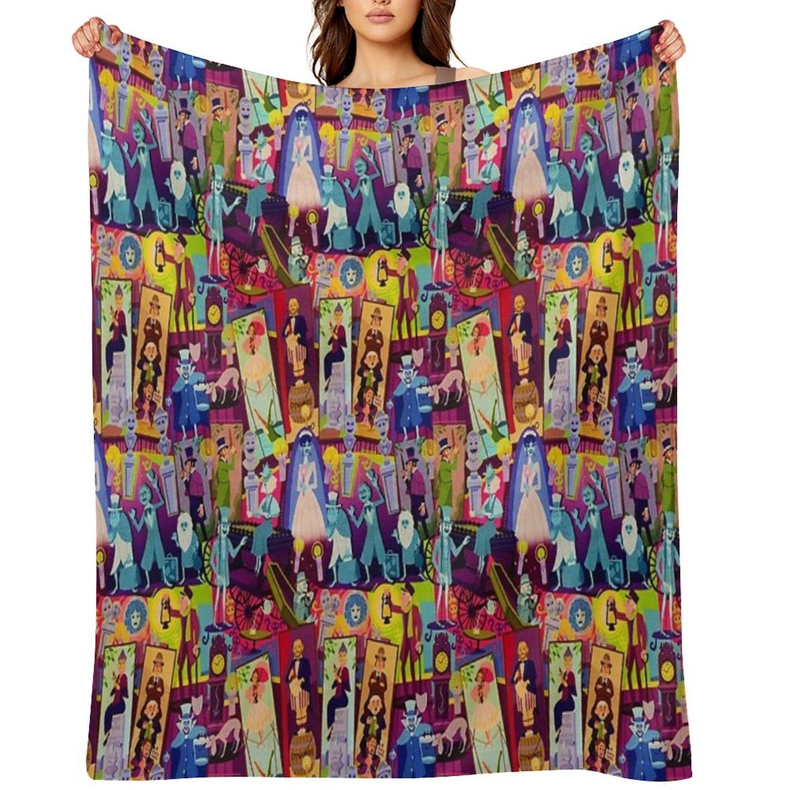 Retro Mansion Collage Multi-functional Throw Blanket