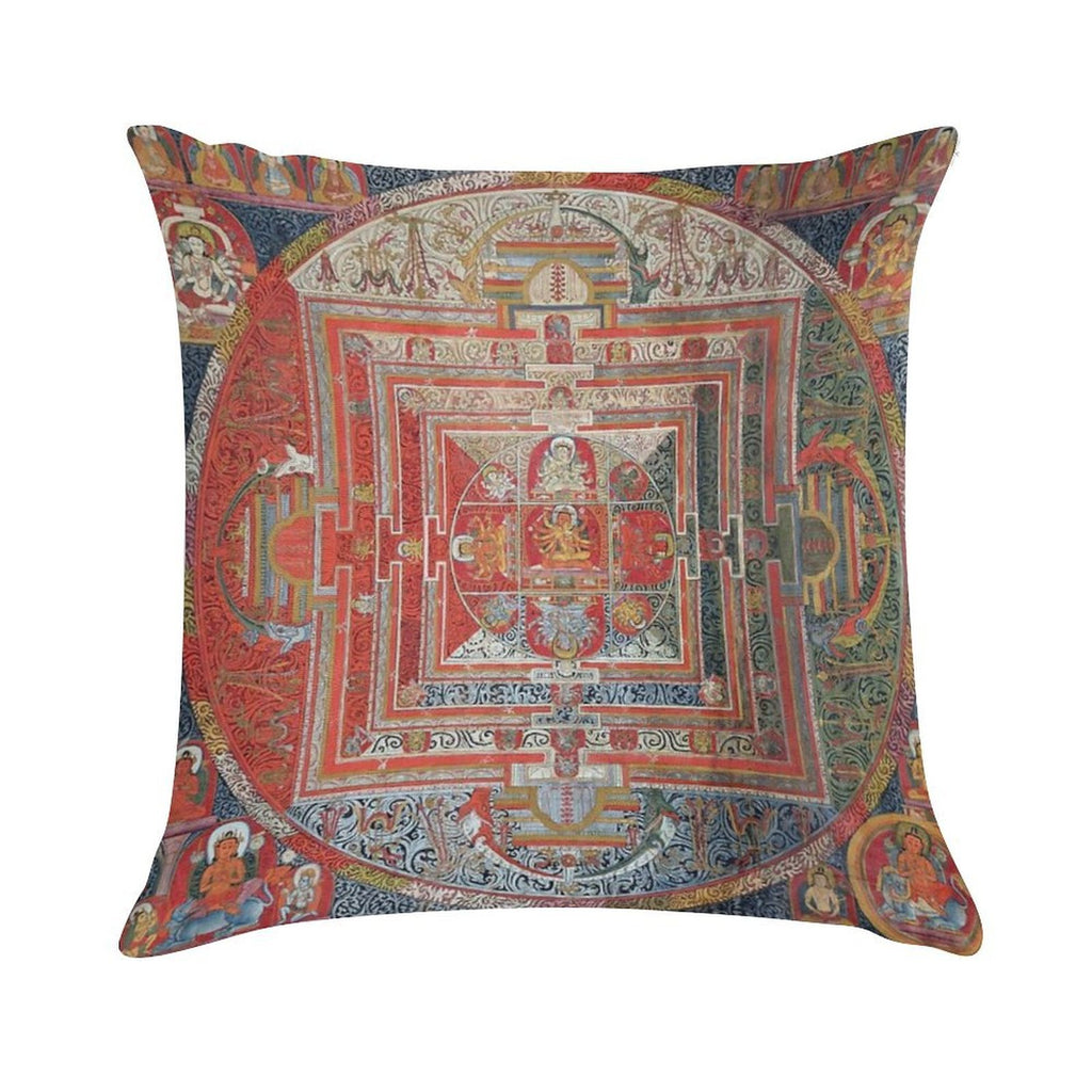 Manjushri Tibetan Buddhist Deity Mandala Thangka Reproduction Soft Skin-Friendly Throw Pillow