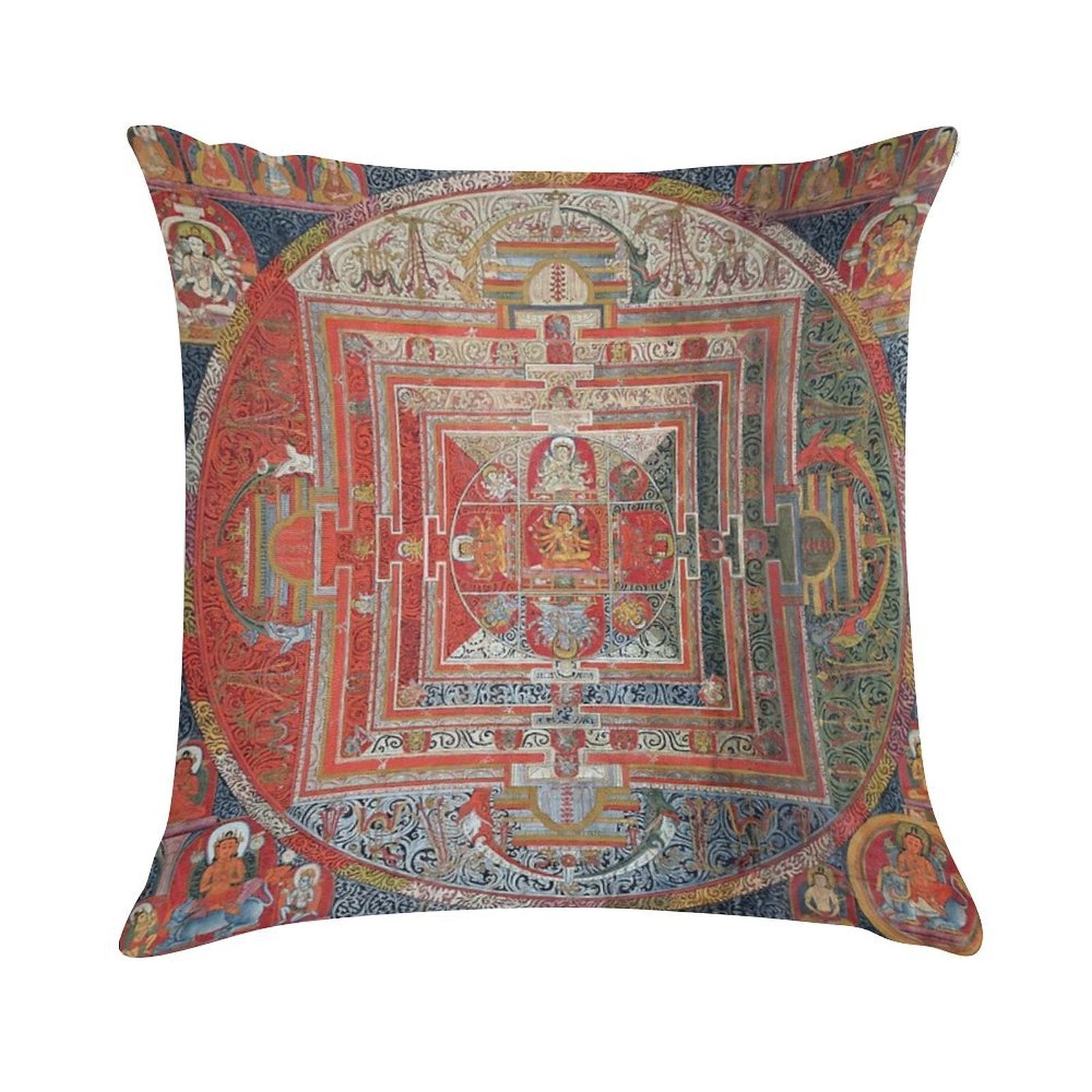 Manjushri Tibetan Buddhist Deity Mandala Thangka Reproduction Soft Skin-Friendly Throw Pillow
