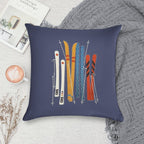 Retro Colorful Skis Soft Style Accent Throw Pillow