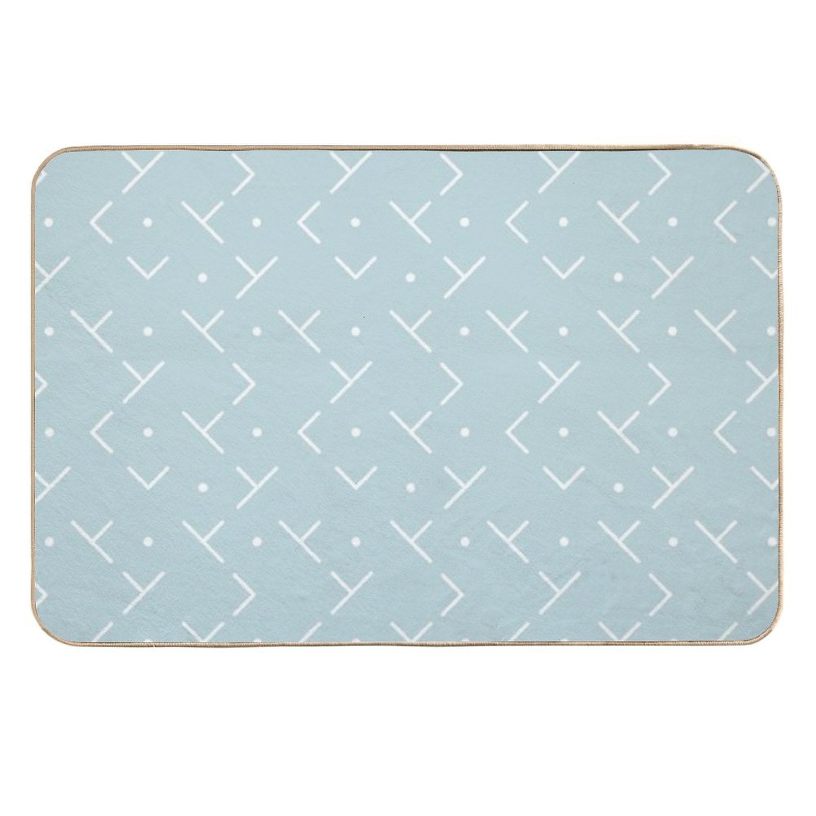Baby Blue And White Geometrical Pattern with Gentle Forms. Calm Light Blue Trending Pattern in Minimalistic Style.  High-Traffic Bath Mat