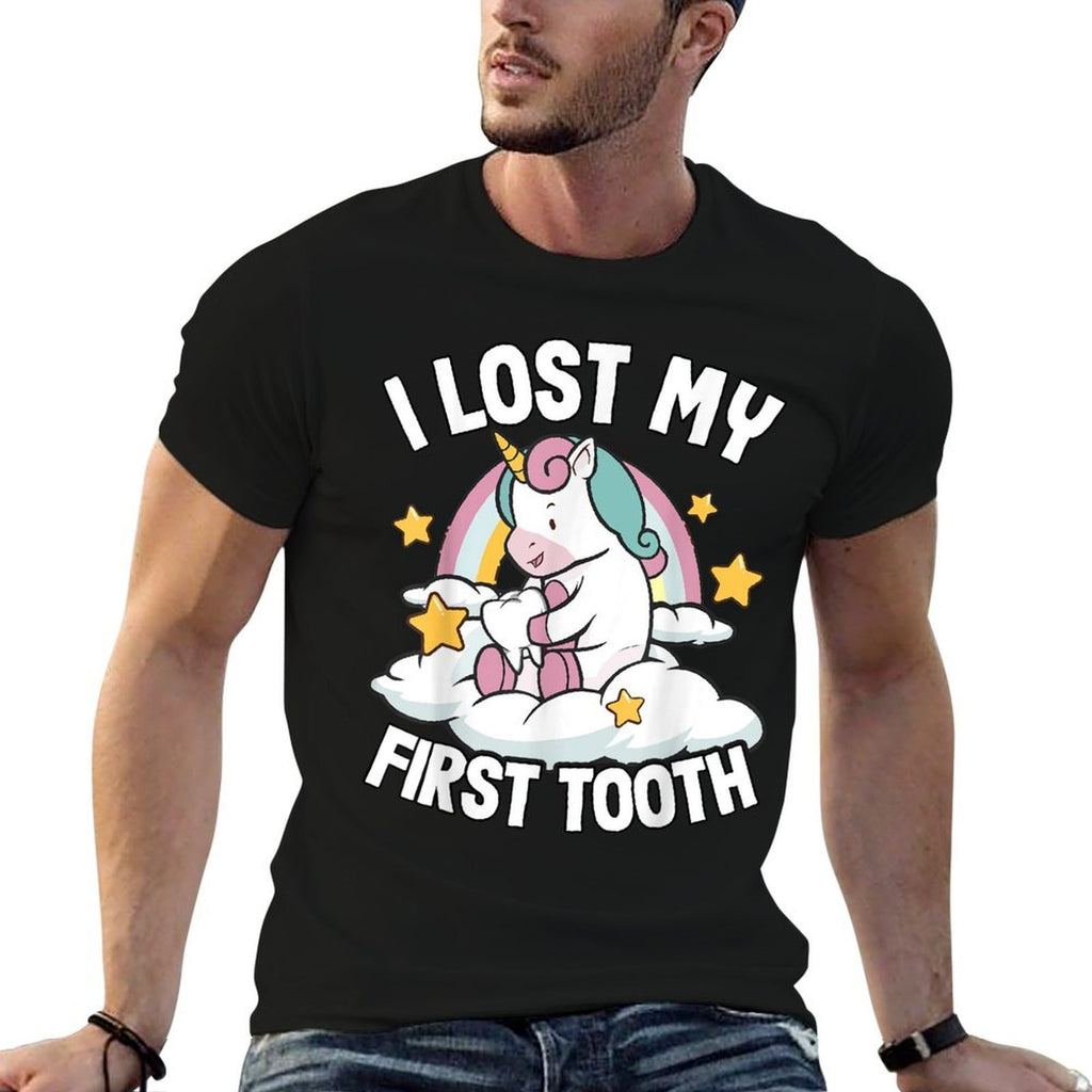 I Lost My First Tooth Girl Tooth Fairyth Out Unicorn  Fade-proof Color T-Shirt