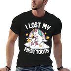 I Lost My First Tooth Girl Tooth Fairyth Out Unicorn  Fade-proof Color T-Shirt