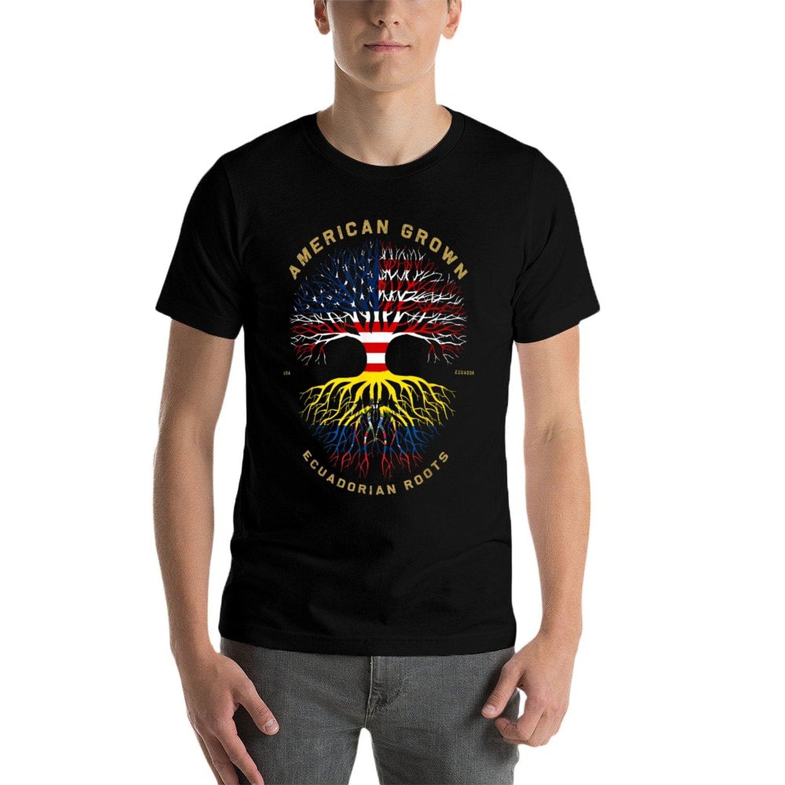 American Grown With Ecuadorian Roots Tree USA Gifts  Eco-friendly Material T-Shirt
