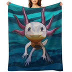 Axolotl with Water Background Machine-washable Throw Blanket