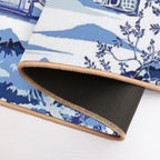 Chinese Pagodas And Mountains in Vintage Blue  Toxin-Free Bath Mat