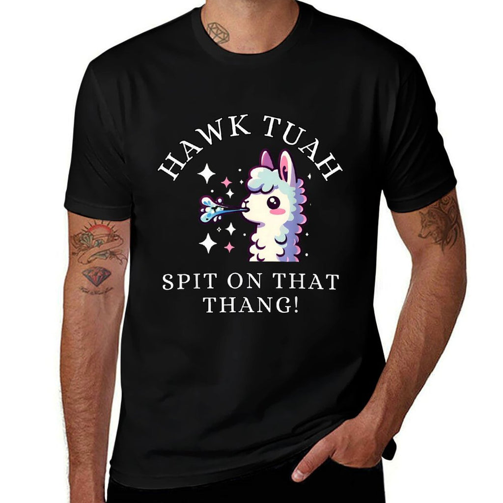 Hawk Tush Spit On That Thang, Funny Hawk Tuah Llama Meme  Trendy Pattern T-Shirt