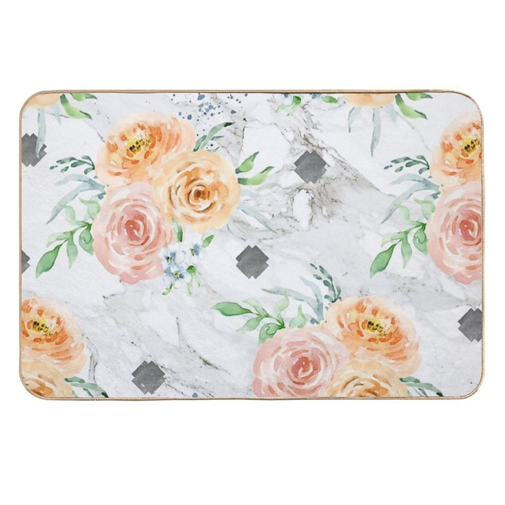 Beautiful Pastel Flowers Pattern on Marble  Versatile Bath Mat