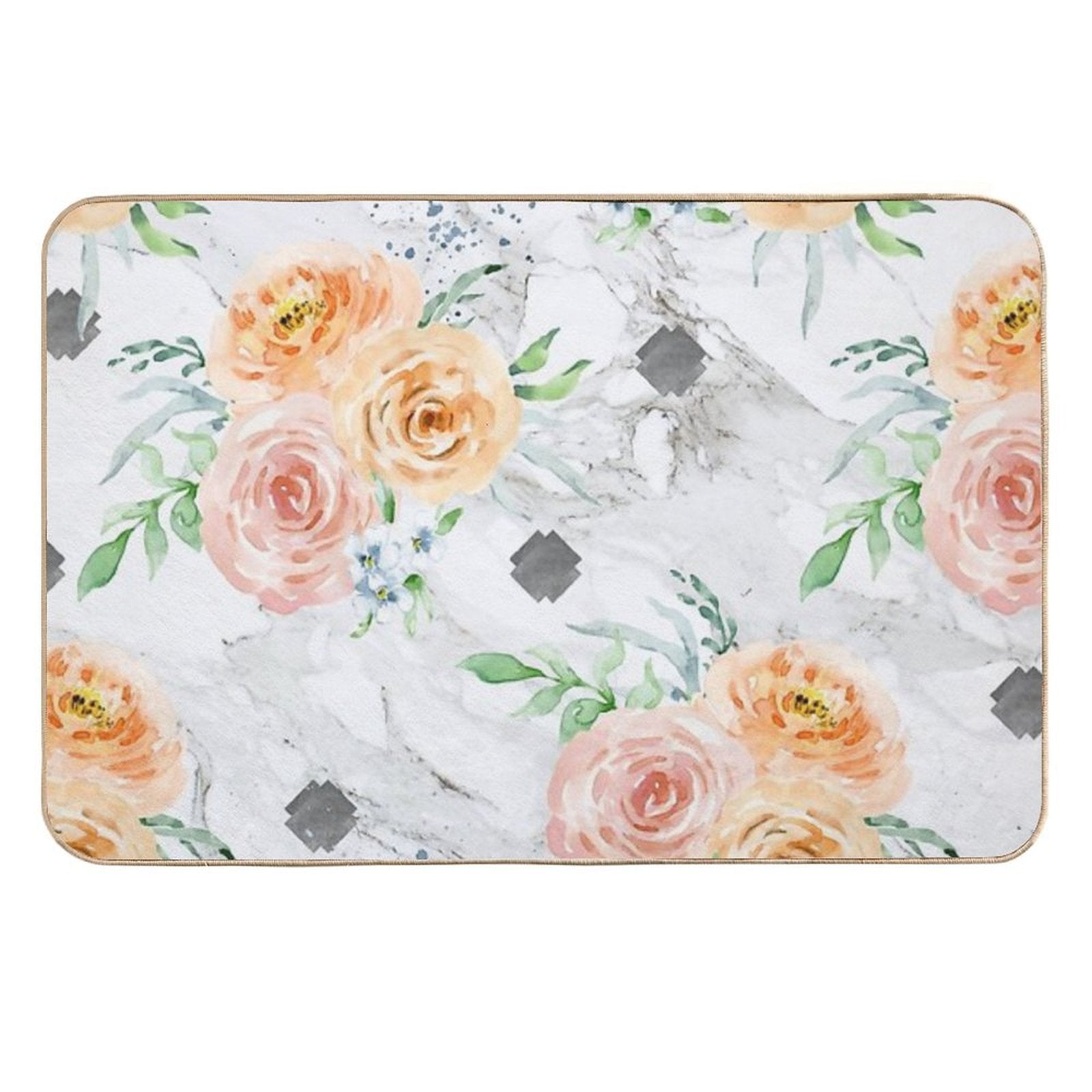Beautiful Pastel Flowers Pattern on Marble  Versatile Bath Mat