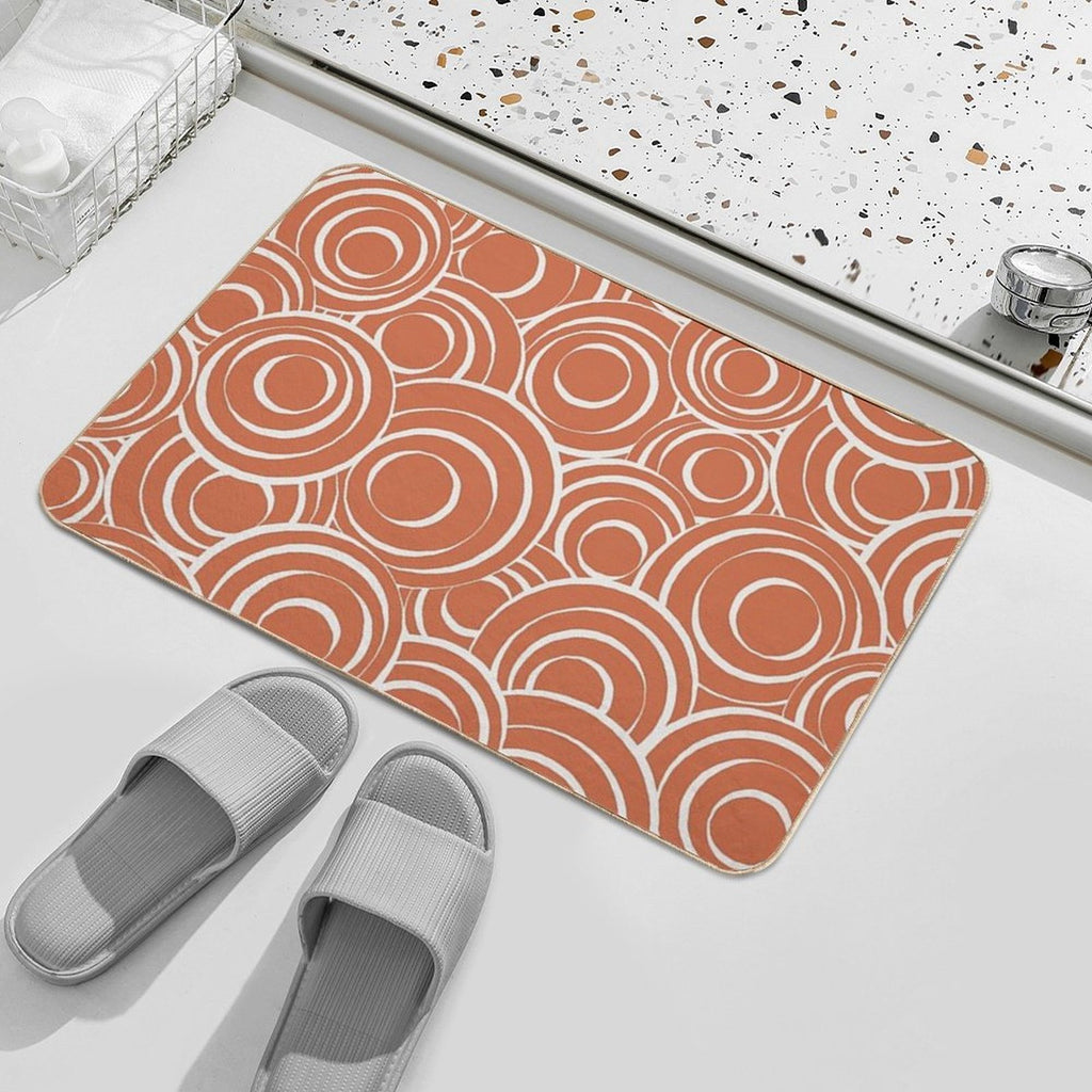 Terracotta And Beige Circles Pattern 02  Repositionable Bath Mat