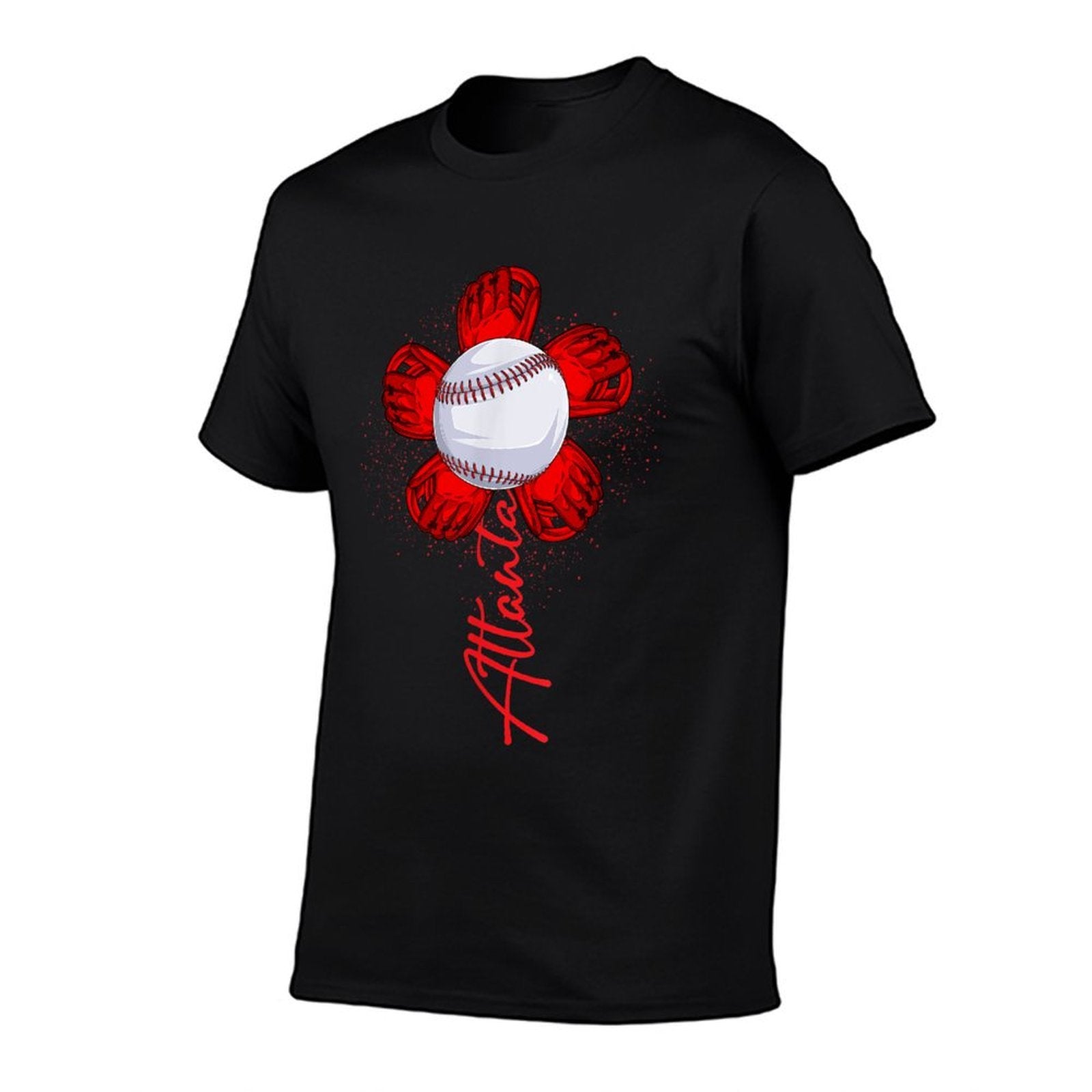 Cute Flower Atlanta Retro Baseball Lover Game Day  Rolled Sleeves T-Shirt