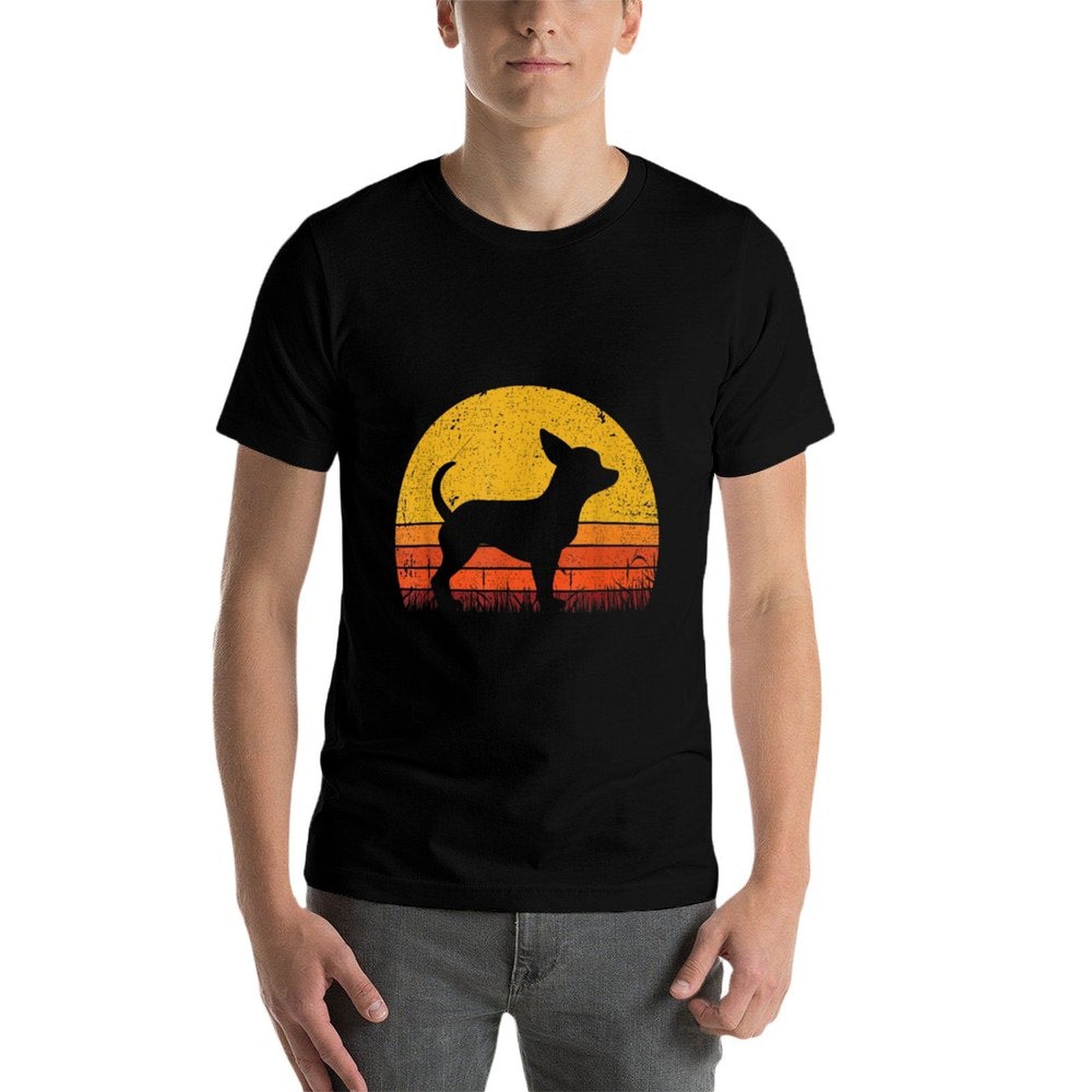 Retro Chihuahua Men Women Dog Mom Dad Chihuahua  Stretchy T-Shirt