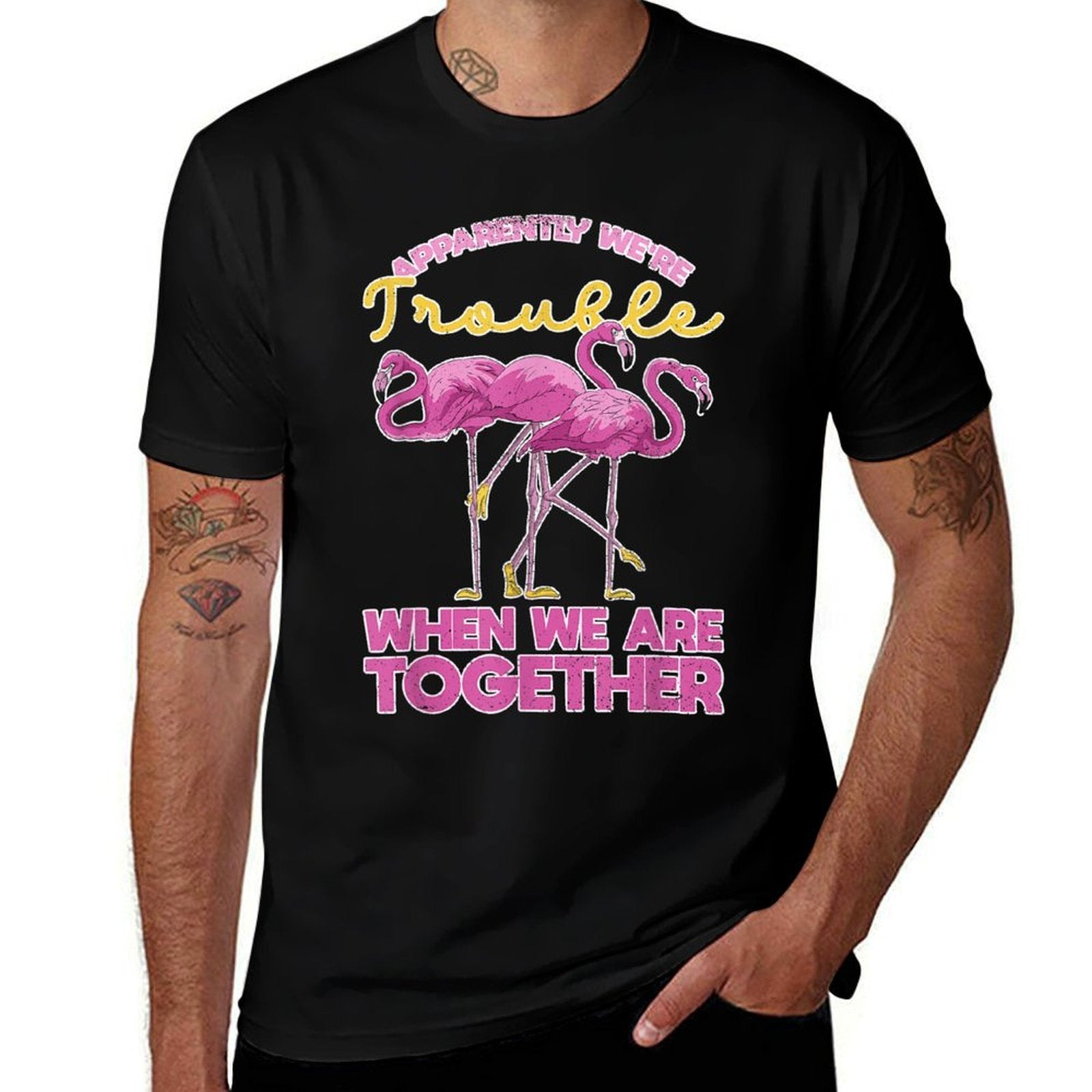 Apparently Were Trouble When We Are Together Funny Flamingo  Classic T-Shirt