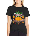 Funny Merry Thanksmas Festive Thanksgiving Christmas Pumpkin  Slim-fit Cut T-Shirt