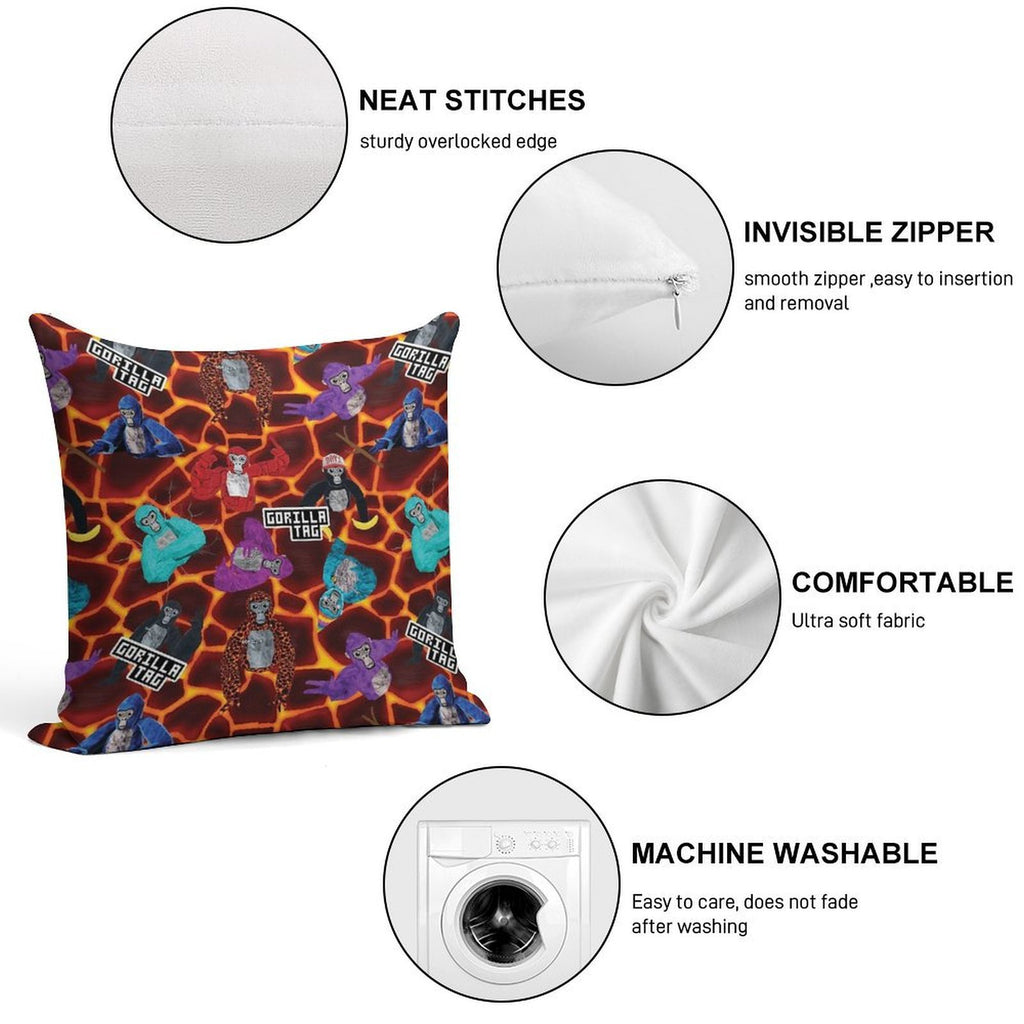 Gorilla Tag Lava Monke Party Soft Fade-Resistant Throw Pillow