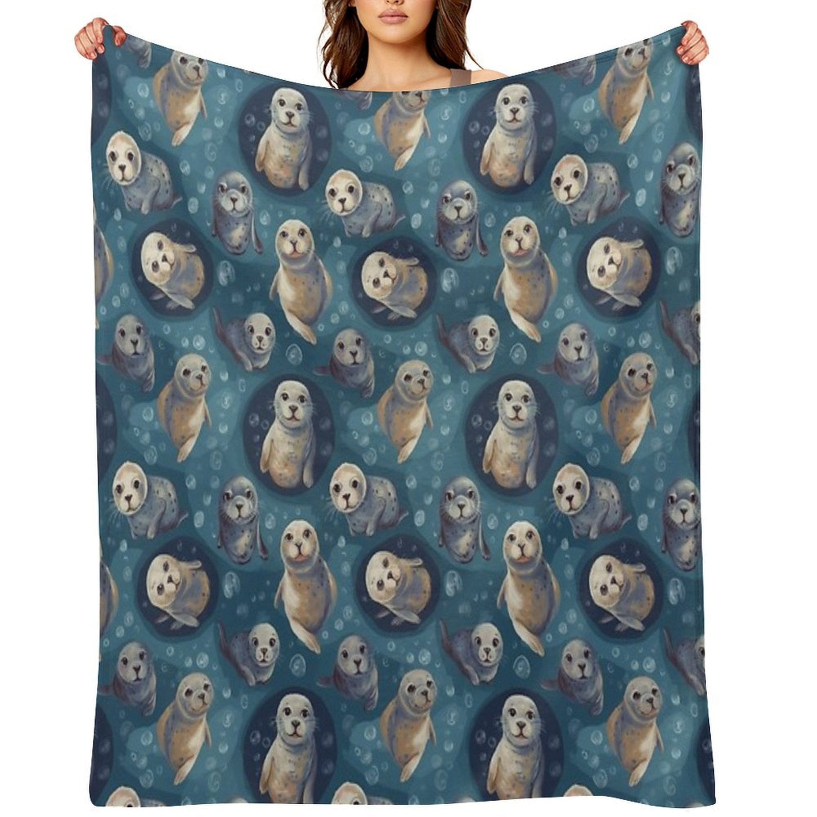 Cute Seal Pattern Versatility Throw Blanket