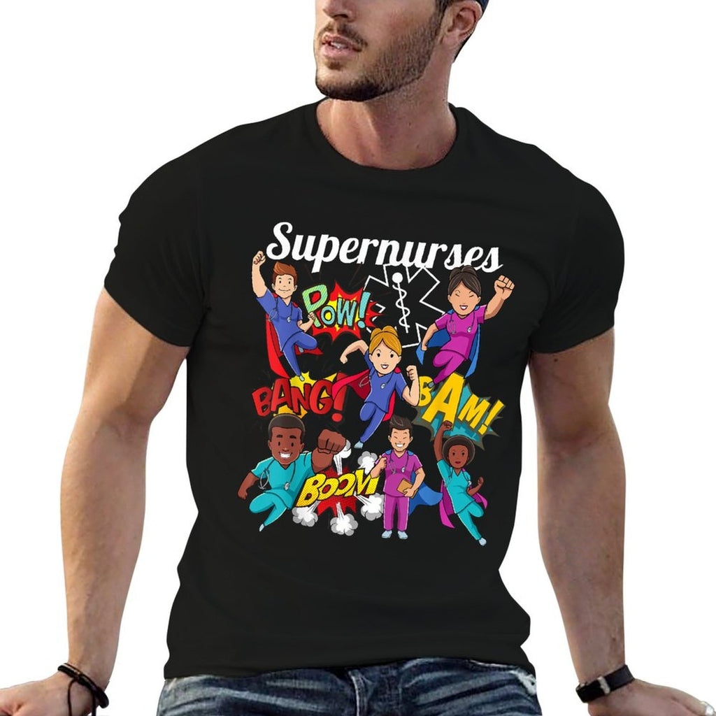 Supernurses Super Hero Comic Superhero Style RN Nursing Gift  Heathered Texture T-Shirt