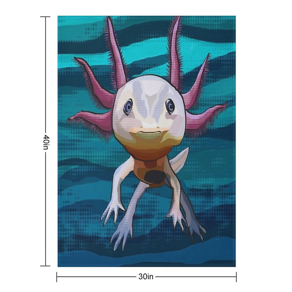 Axolotl with Water Background Machine-washable Throw Blanket