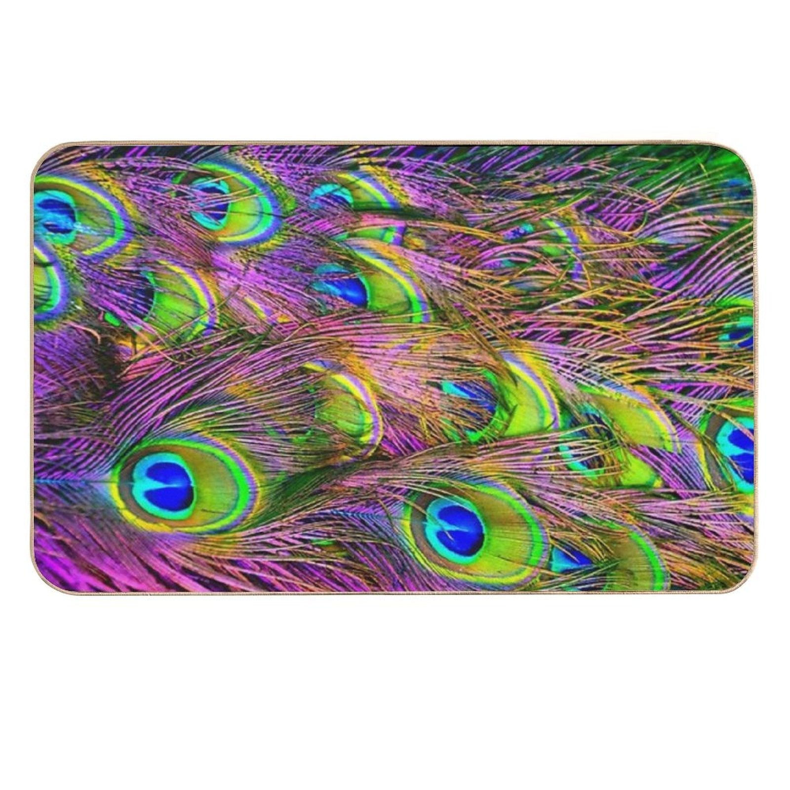 Beautiful Vivid Peacock Feathers  High-Traffic Bath Mat