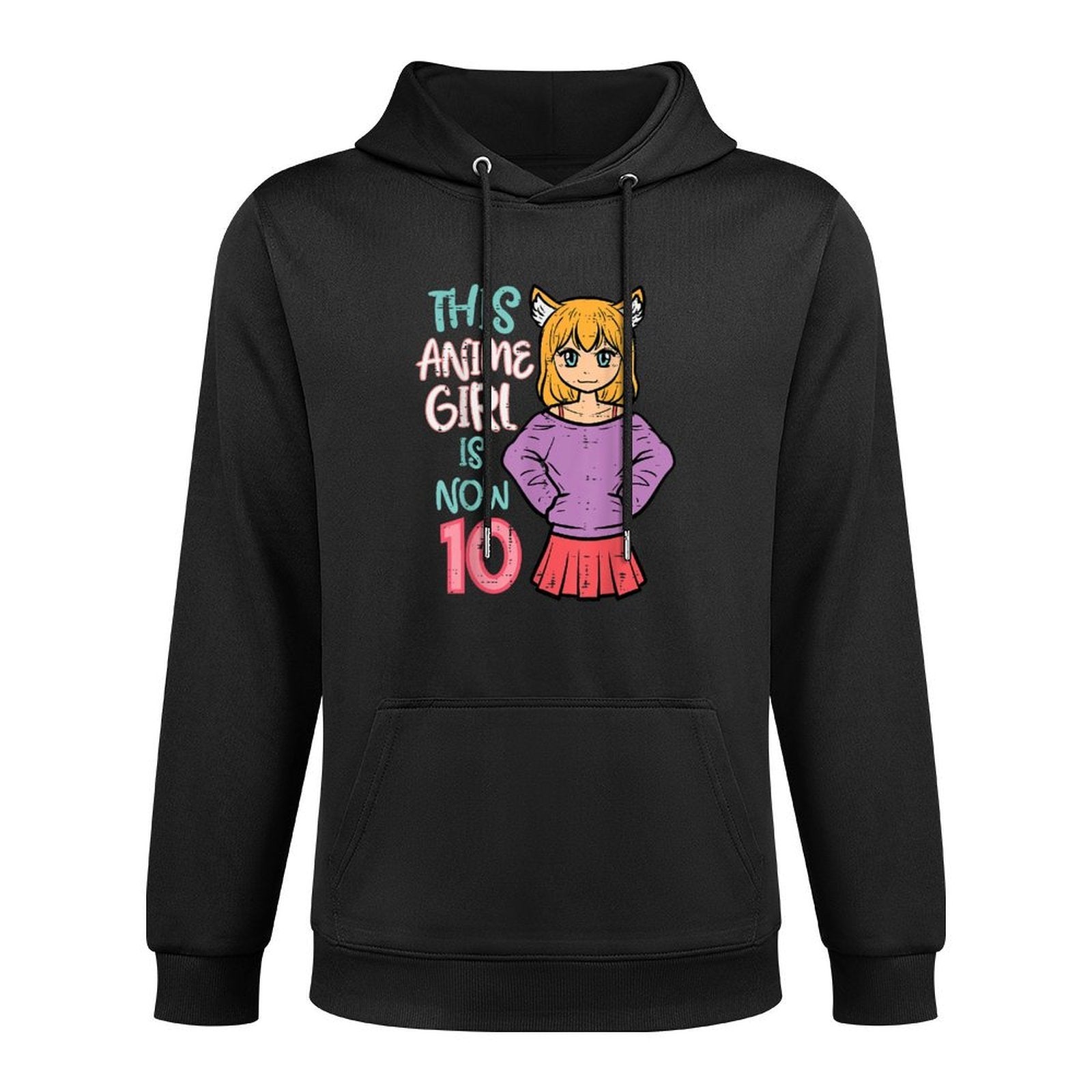 This Anime Girl Is Now 10 Bday 10th Birthday Japanese Manga Medium-Weight Fabric Hoodie