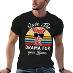 Mama-Llama Save The Drama For Your Llama-Shirt Women Funny  Ribbed Collar T-Shirt