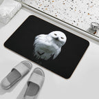 Snowy Arctic Magic Polar Harry Owl, Snowy Large White Harry Owl Drawing, Cute Snowy Owl Harry Owl, Cool Snowy Owl Realistic Art  Easy Maintenance Bath Mat