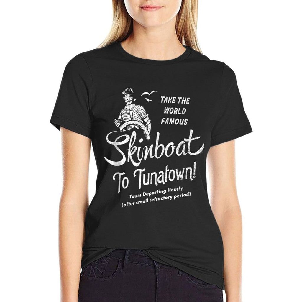Funny Skin Boat to Tuna Town Unisex for Men  Graphic-printed T-Shirt
