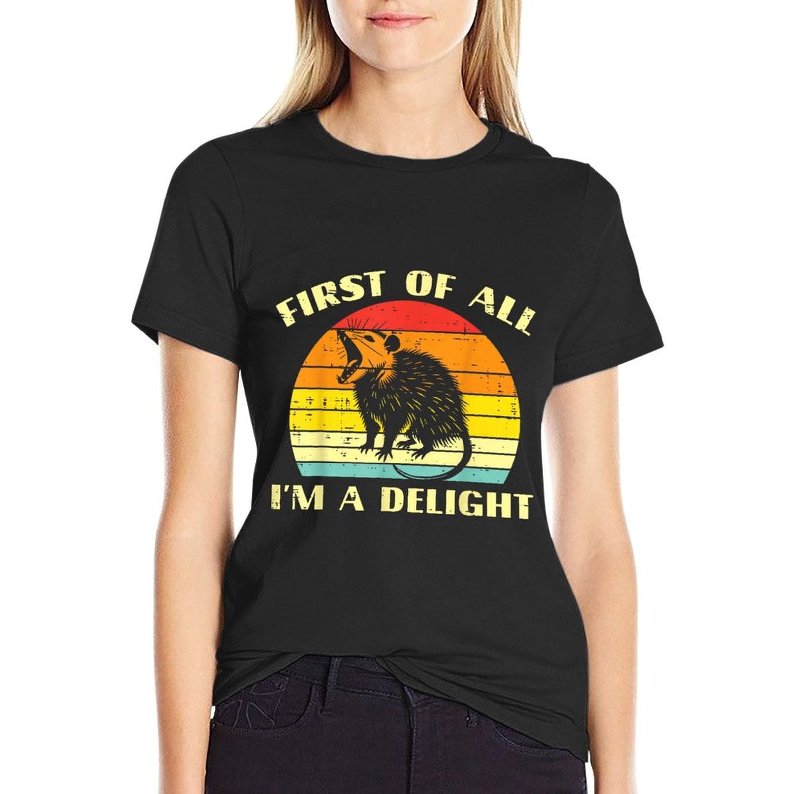 Opossum Im A Delight Retro Feral Possum Meme Women Men Kids  High-quality Stitching T-Shirt