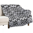 Black And White Modern Herringbone Pattern Travel-friendly Throw Blanket