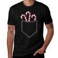 Candy Cane in Pocket Funny Retro Candy Lovers Christmas  Classic T-Shirt
