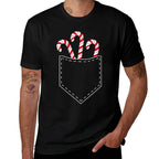 Candy Cane in Pocket Funny Retro Candy Lovers Christmas  Classic T-Shirt