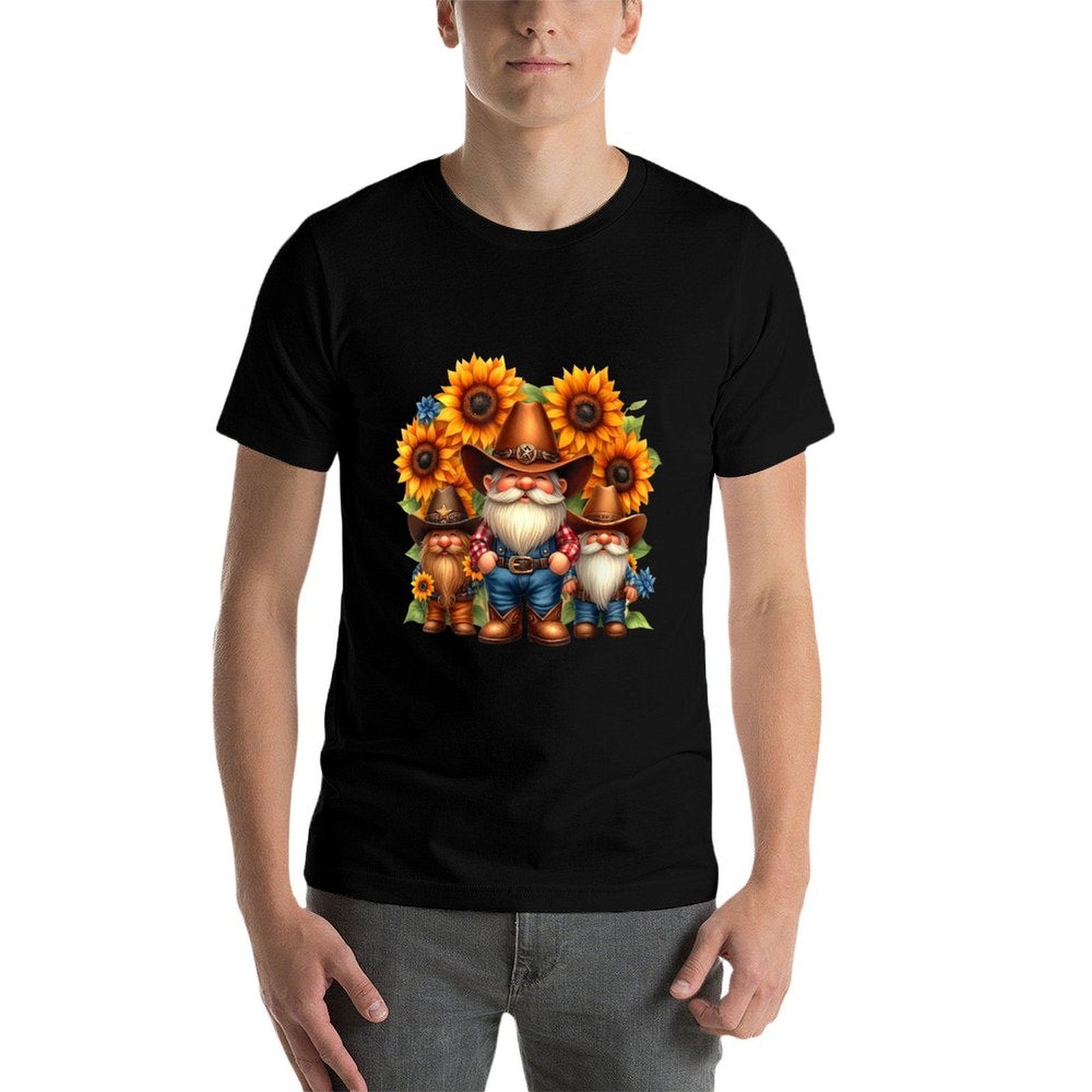 Western Cowboy Gnomes With Sunflowers  Soft T-Shirt
