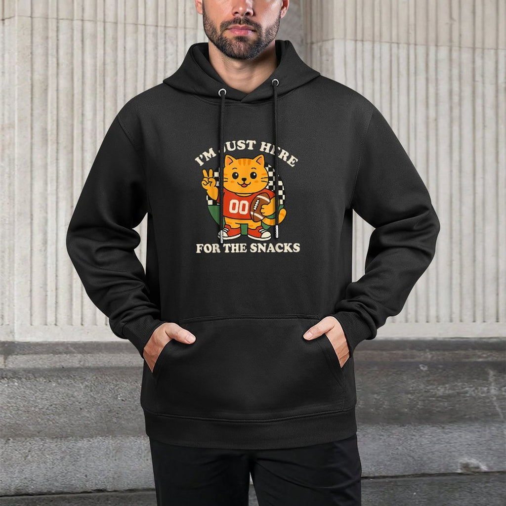 Im Just Here for The Snacks Football Sports Meme Cat Men Women Kids Medium-Weight Fabric Hoodie