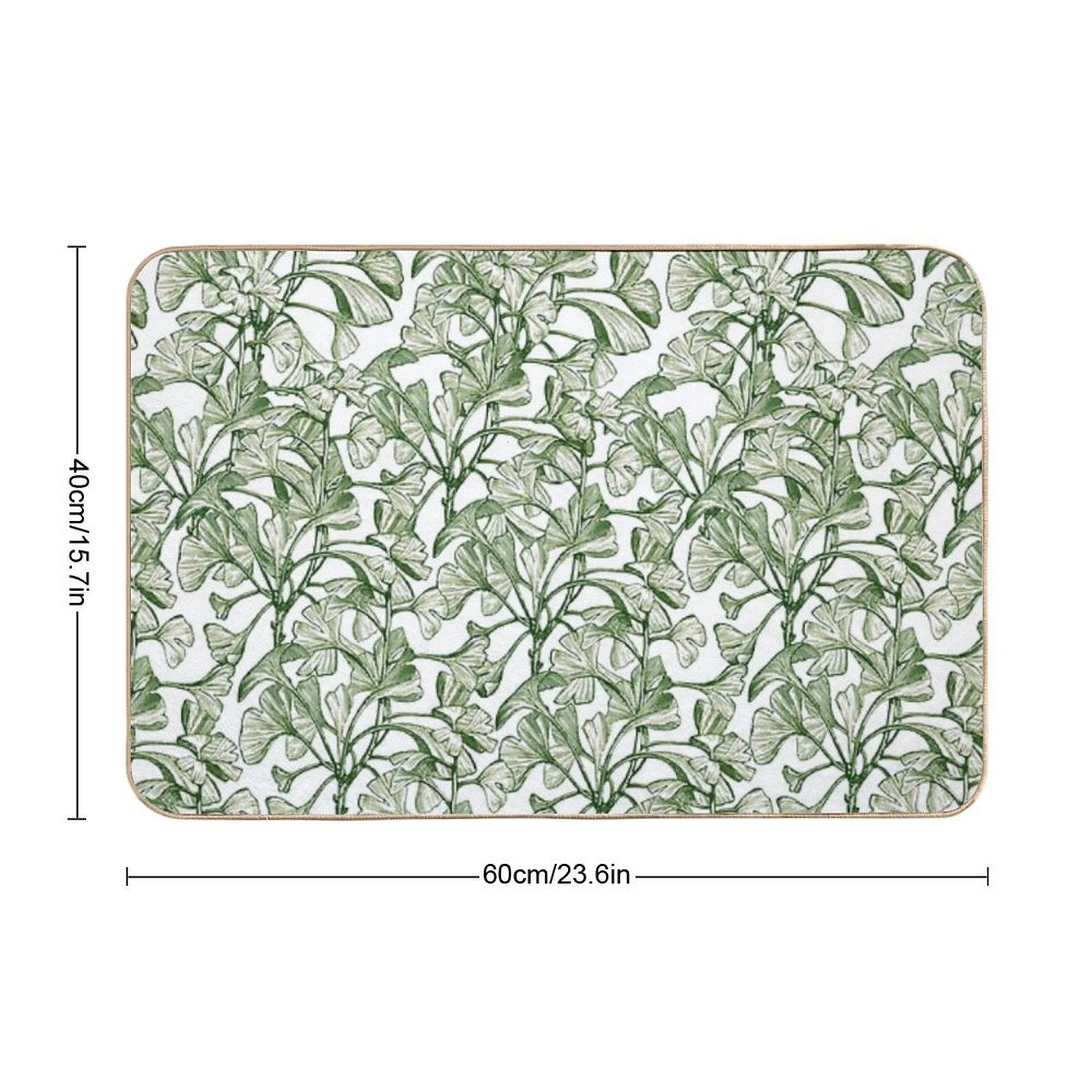 Vintage Green Leaves, Botanical Pattern  Rapid-Drying Bath Mat
