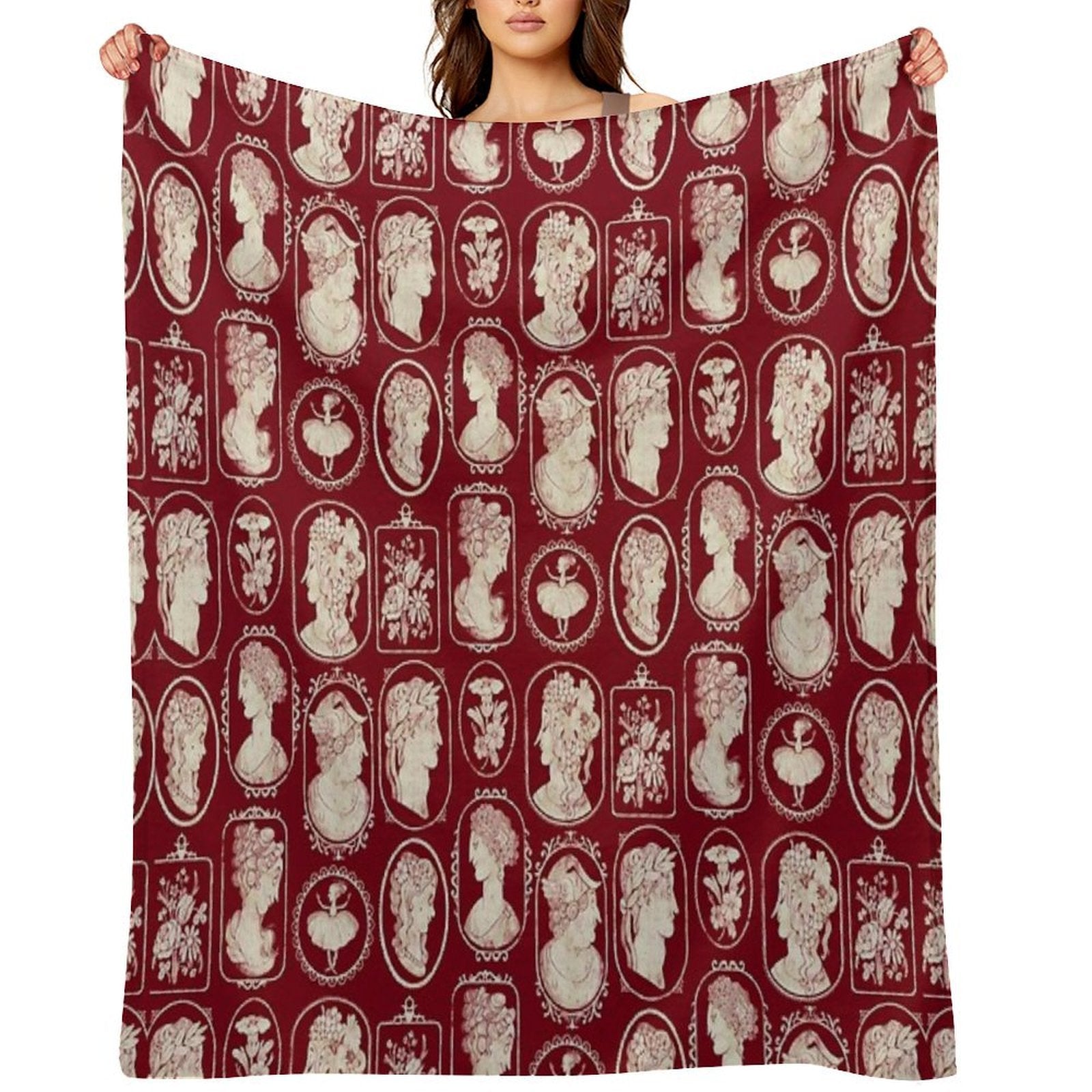 Cameos - Red Gift-ready Throw Blanket